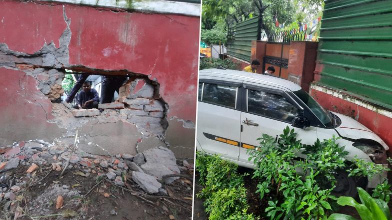 Cab Driver Slams Car Into Wall of Union Minister Kiren Rijiju's Official Residence in Delhi (See Pics)