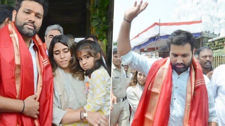 Rohit Sharma Visits Tirupati Balaji Temple With Family Ahead of Asia Cup 2023 (Watch Video)