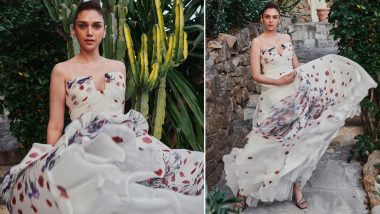 Aditi Rao Hydari Looks Like a Princess in Strapless White Floral Gown (See Pics)