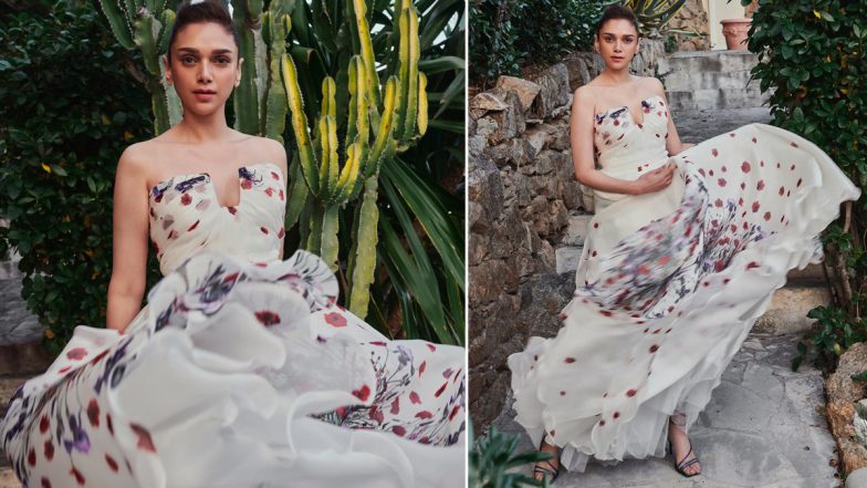 Aditi Rao Hydari Looks Like a Princess in Strapless White Floral Gown (See Pics)