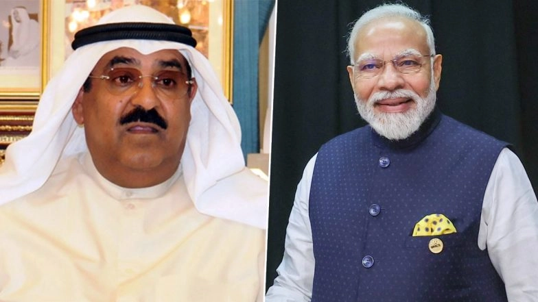 PM Narendra Modi and Kuwait Crown Prince Sheikh Sabah Al-Khaled Al-Hamad Discuss West Asia Situation, Free Navigation Through Strait of Hormuz