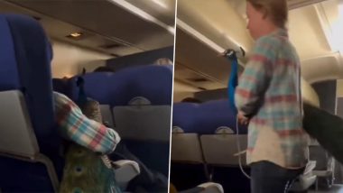 Peacock in Flight Video: Woman Carries Peacock With Her in an Aeroplane, Hilarious Visual Go Viral