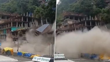 Kullu Building Collapse Videos: Several Houses, Buildings Collapse Like Pack of Cards Due to Landslide in Anni, Scary Video Footages Surface