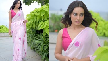 Surbhi Jyoti Channels Her Inner 'Desi Barbie' Vibes, Shares Pics in White Saree With Pink Heart Design