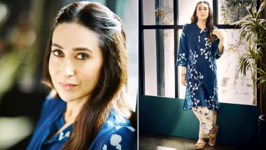 Karisma Kapoor Looks Gorgeous in Printed Blue Kurta Paired With White Palazzo Pants (See Pics)