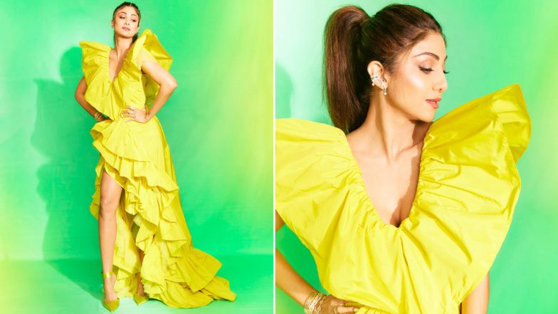 Shilpa Shetty Spills Glam in Yellow Floor-Length Ruffle Dress (See Pics)