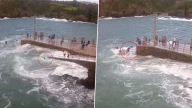 Girl Swept Out to Sea at Ilfracombe Harbour in Devon While Playing, Rescued Later by a Person (Watch Video)