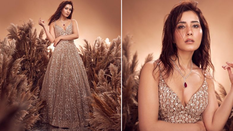 Raashii Khanna Spells Glam in Embellished Maxi Gown With Plunging Neckline (See Pics)