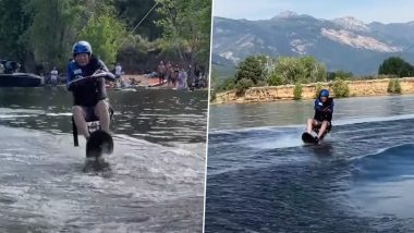 94-Year-Old Utah Man Does Waterskiing On Air Chair in an Attempt to Make Guinness World Record (Watch Video)