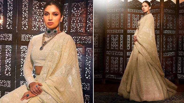 Bhumi Pednekar Looks Ethereal in Off-White Lehenga Choli (See Pics)