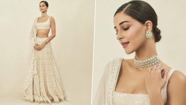 Ananya Panday Looks Vision in White, Dream Girl 2 Actress Shares Gorgeous Pics in Embellished Lehenga Choli