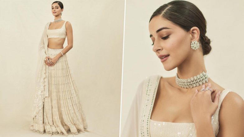 Ananya Panday Looks Vision in White, Dream Girl 2 Actress Shares Gorgeous Pics in Embellished Lehenga Choli