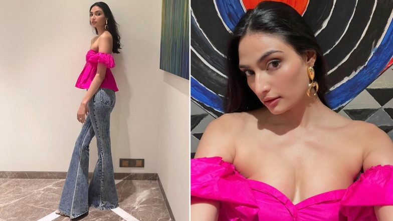 Athiya Shetty Looks Pretty in a Pink Off-Shoulder Top Paired With Bootcut Jeans (See Pics)