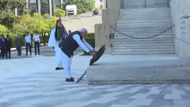 PM Narendra Modi Begins Engagements in Greece by Paying Tribute to Tomb of Unknown Soldier in Athens (Watch Video)