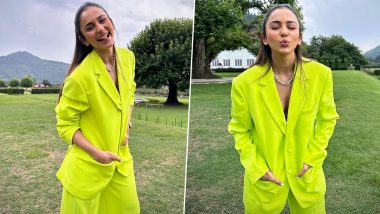 Rakul Preet Singh Looks Vibrant in Neon Green Pantsuit, Shares Glam Pics From Kashmir