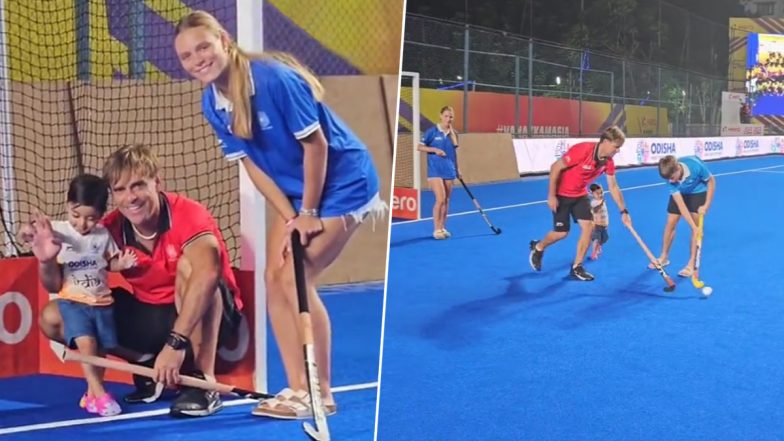 Indian Hockey Team's Head Coach Craig Fulton Shares Cute Moment With His Children and Manpreet Singh’s Daughter After IND vs JPN Asian Champions Trophy 2023 Semifinal (Watch Video)