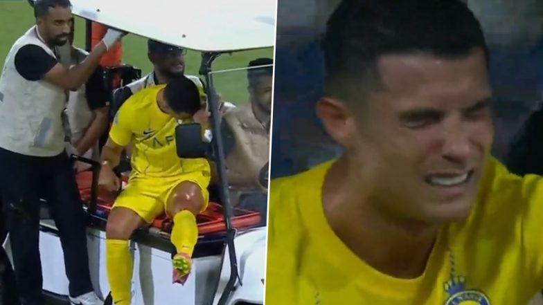 Cristiano Ronaldo in Tears While Being Taken Off the Field Due to Injury During Al-Hilal vs Al-Nassr Arab Club Champions Cup 2023 Final (Watch Video)