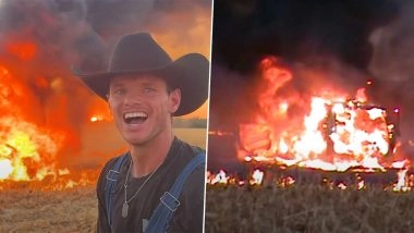 Brand New Ferrari Owned by YouTuber Cody Detwiler Catches Fire and Burns to Crisp in Minutes (Watch Video)