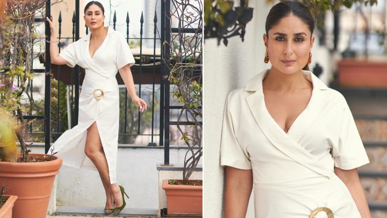 Kareena Kapoor Looks Stunning in a White Thigh-High Slit Dress With a Plunging Neckline, Shares Pics on Insta