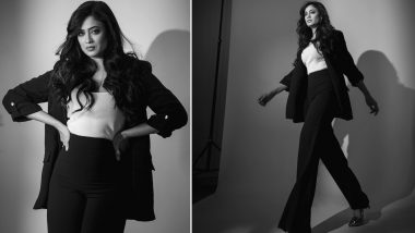 Shweta Tiwari Stuns in Black Blazer Suit in Latest Monochrome Photoshoot (See Pics)
