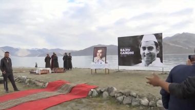 Rajiv Gandhi Birth Anniversary: Congress Leader Rahul Gandhi to Pay Tribute to His Father From Banks of Pangong Tso in Ladakh (Watch Video)