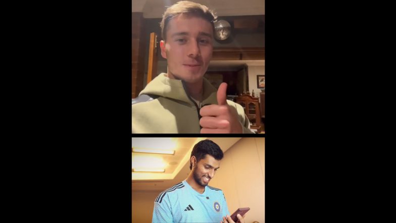 Dewald Brevis Video Calls Tilak Varma After Latter’s India Debut in IND vs WI 1st T20I 2023, Congratulates Mumbai Indians Teammate for His Performance (Watch Video)