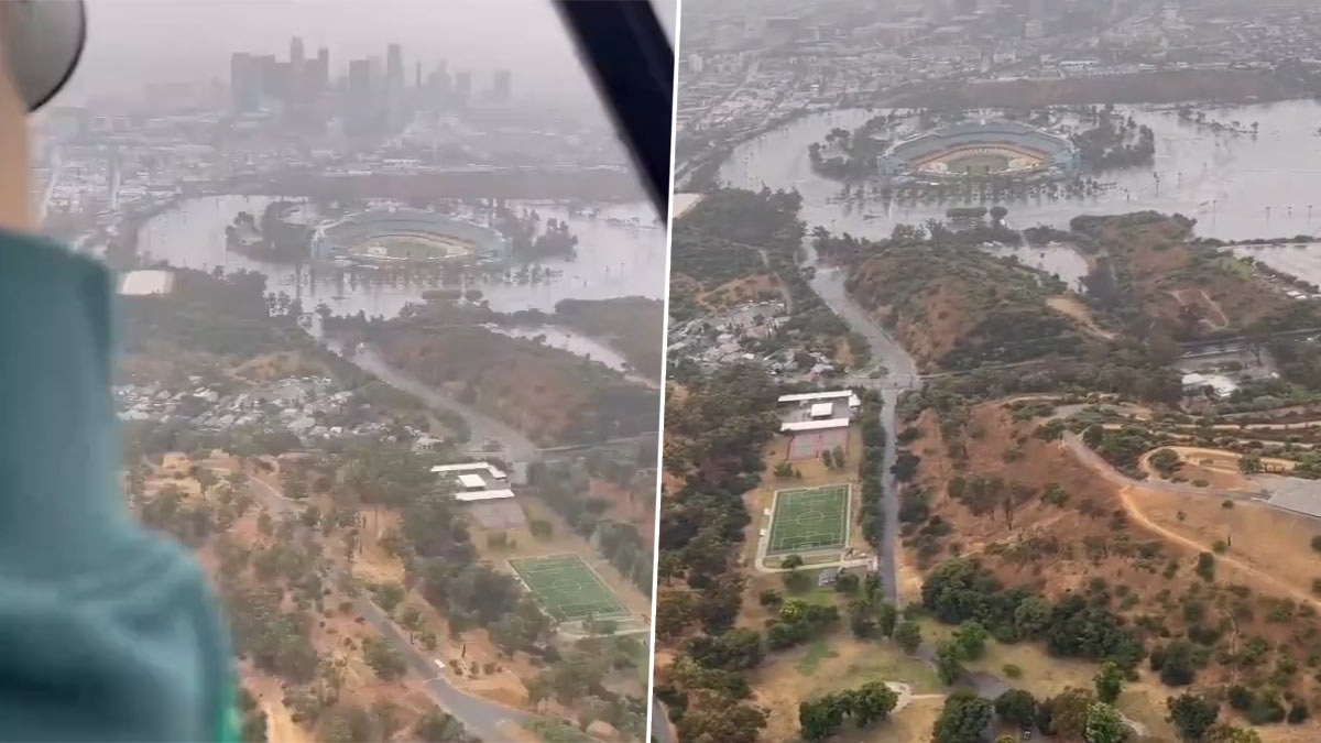 WATCH: Dodgers' stadium flooded as Hurricane Hilary strikes Los