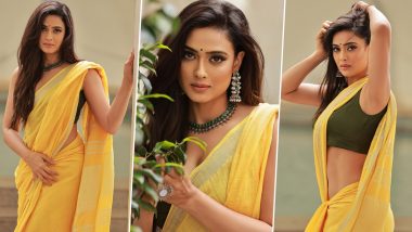 Shweta Tiwari Sizzles in Yellow Saree Paired With Sleeveless Neckline Plunging Blouse (See Pics)