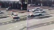 Uttar Pradesh Hit-and-Drag Video: Car Hits and Drags Chhajarsi Toll Plaza Staff for a Distance on Delhi-Lucknow Highway in Hapur; Terrifying CCTV Footage Goes Viral