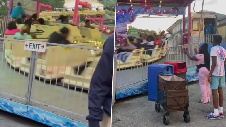 Ride Malfunction Viral Video: Ride Moves Backwards For Ten Minutes at an Amusement Park in New York (Watch)