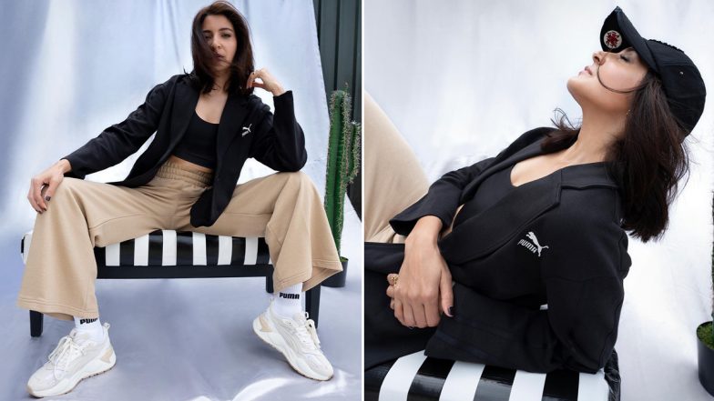 Anushka Sharma Dons a Black Bralette and a Blazer Paired With Comfy Beige Trousers, Shares Pics of Athletic Look on Instagram