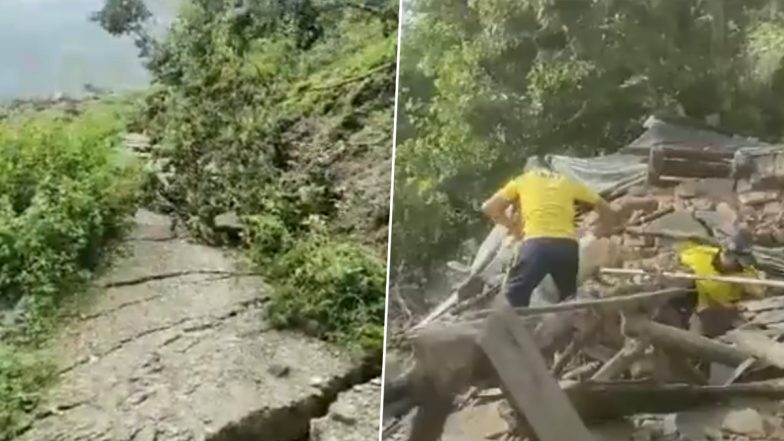 Uttarakhand: Landslide Destroys 15 Houses, 7 Cowsheds in Dehradun's Langha Jakhan Village Following Torrential Rains (Watch Video)