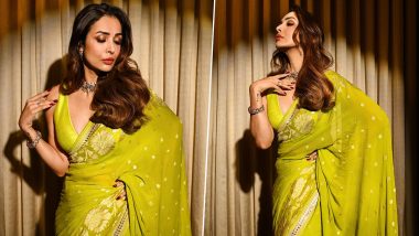 Malaika Arora Looks Gorgeous in a Lime Green Banarasi Saree, Shares Latest Look on Insta (See Pics)