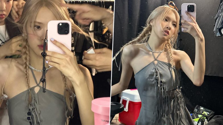 BLACKPINK’s Rosé Stuns in Grey Halterneck Fringed Dress, K-Pop Idol Shares Glam Pics From New Jersey Concert