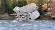 House Washed Away in Alaska Video: Home Collapses Into River After Glacial Break Causes Major Flooding in US City, Scary Video Goes Viral