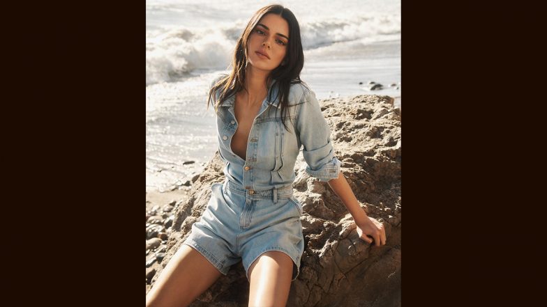 Kendall Jenner Rocks a Denim Look in a Short Jean Jumpsuit As She Poses for Her Fashion Brand (See Pic)