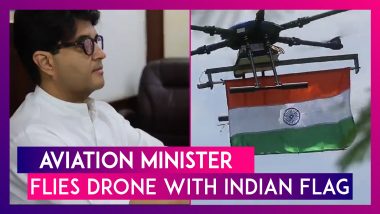 Drone With National Flag: Aviation Minister Jyotiraditya Scindia Flies Drone With Indian Flag, Showcases Developmental Works In Gwalior