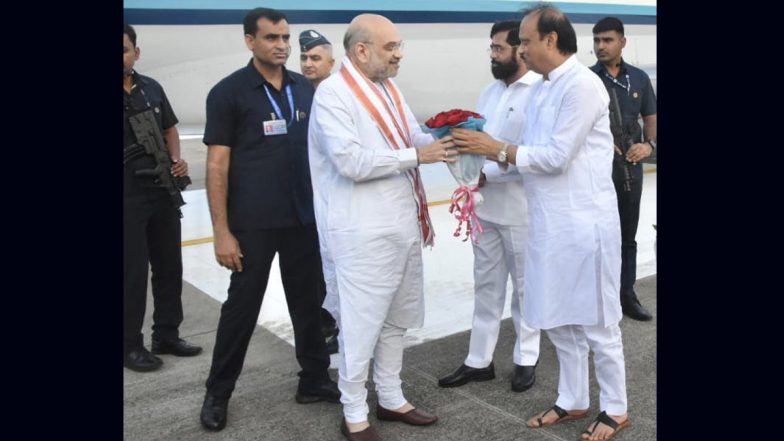 Amit Shah Shares Stage With Maharashtra Deputy CM Ajit Pawar in Pune, Says ‘Right Place, but Took Too Long’ (Watch Video)