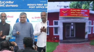 India’s First 3D-Printed Post Office Inaugurated by Railways Minister Ashwini Vaishnaw in Bengaluru (Watch Video)