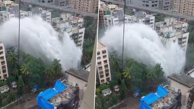 Mumbai: Pipeline Bursts in Andheri's Lokhandwala, Rupture Shoots Water More Than 70 Feet Into The Air and Causes Flooding in Area (Watch Videos)