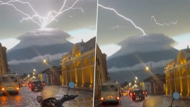 Lightning Strikes Upwards From Guatemala’s Acatenango Volcano, Creates Spectacular Optical Illusion (Watch Video)