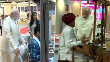 PM Modi Celebrates National Handloom Day 2023 Video: Prime Minister Narendra Modi Participates in Handloom Day Celebration at Bharat Mandapam