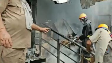 Noida Fire Video: Major Blaze Erupts at Private Company in Sector 88, No Casualties Reported