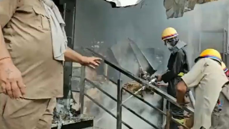 Noida Fire Video: Major Blaze Erupts at Private Company in Sector 88, No Casualties Reported