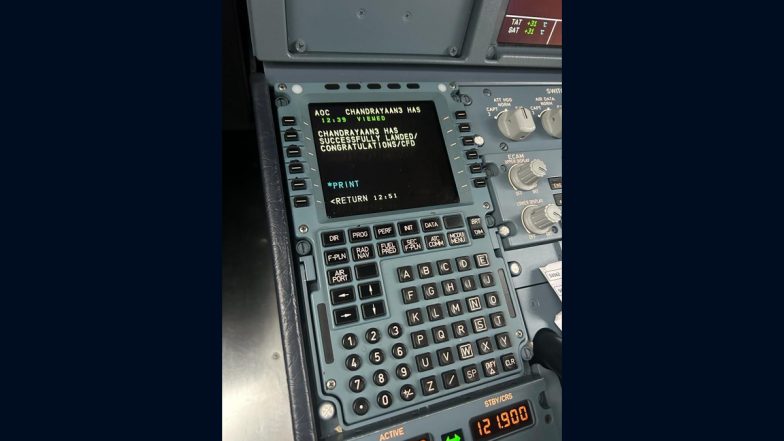 Chandrayaan 3 Lands on Moon: IndiGo Pilots Onboard Get News Flash at 36,000 Feet, Passengers Express Delight on ISRO Spacecraft Successful Lunar Landing (See Pic)