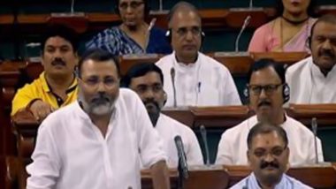 ‘Bete Ko Set Karna Hai Aur Damad Ko Bhent Karna Hai’: BJP MP Nishikant Dubey Jibe at Sonia Gandhi During Debate on No-Confidence Motion in Lok Sabha (Watch Video)