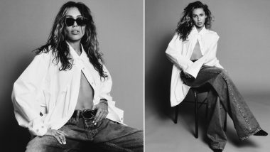 Miley Cyrus Flaunts Her Midriff in Oversized White Shirt and Denim in Latest Monochrome Photoshoot
