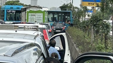 Mumbai Traffic Update Today: Traffic Snarls on Eastern Express Highway After Accident Involving Four Vehicles Near Kanjurmarg (See Pic)