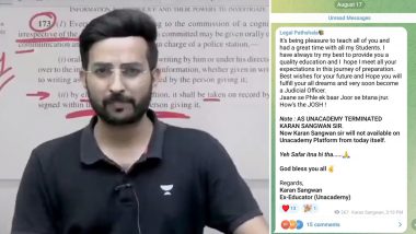 Karan Sangwan Sacked by Unacademy: ‘There May Be Political Pressure’, Says Teacher Expelled by Edtech platform