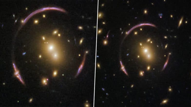 Space-Time Visual Phenomenon: NASA's Hubble Space Telescope Captures Fascinating Space-Time Visual Phenomenon Known as Einstein Ring (Check Video)